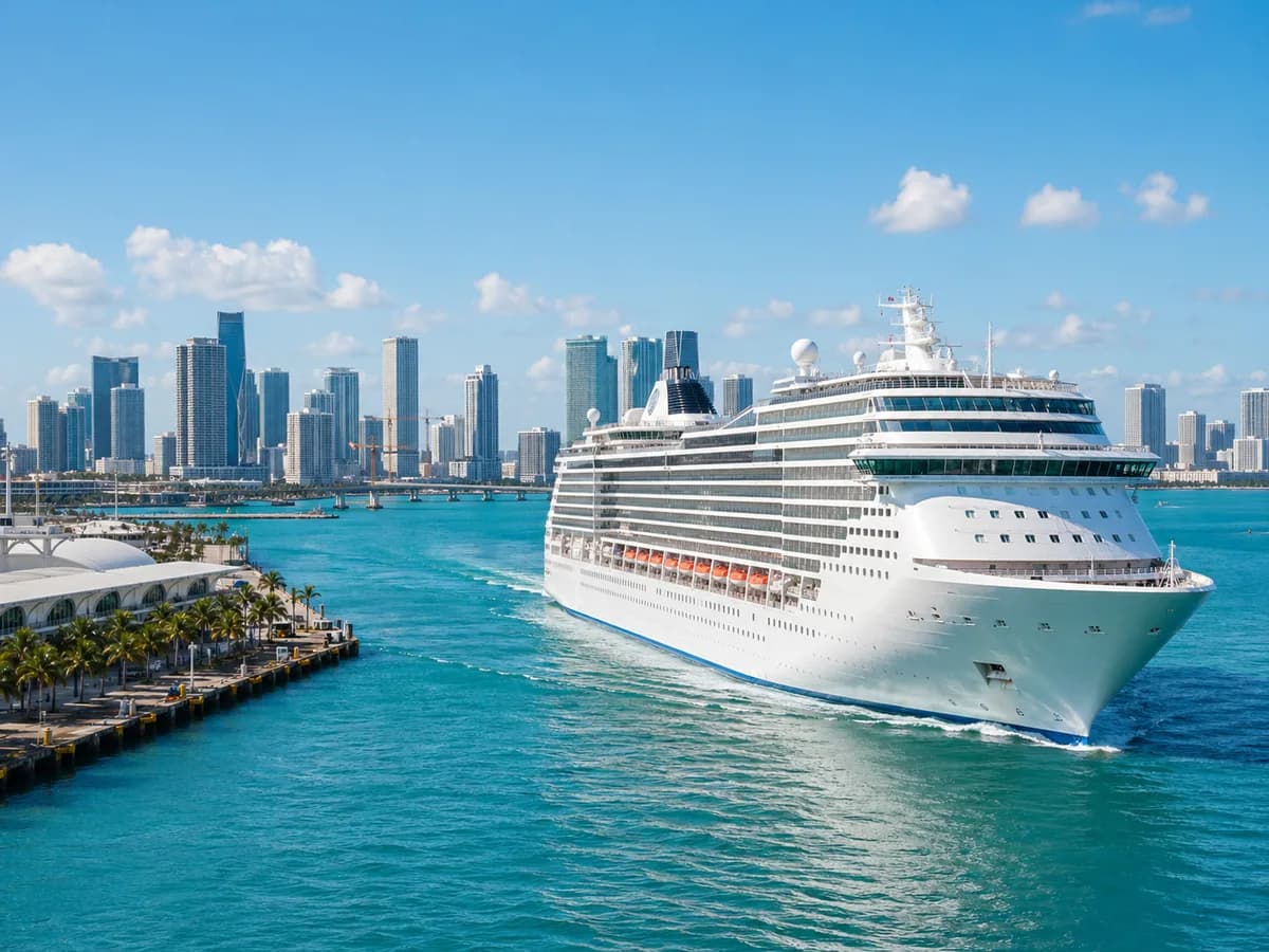 Carnival cruise ship departing the Miami cruise port